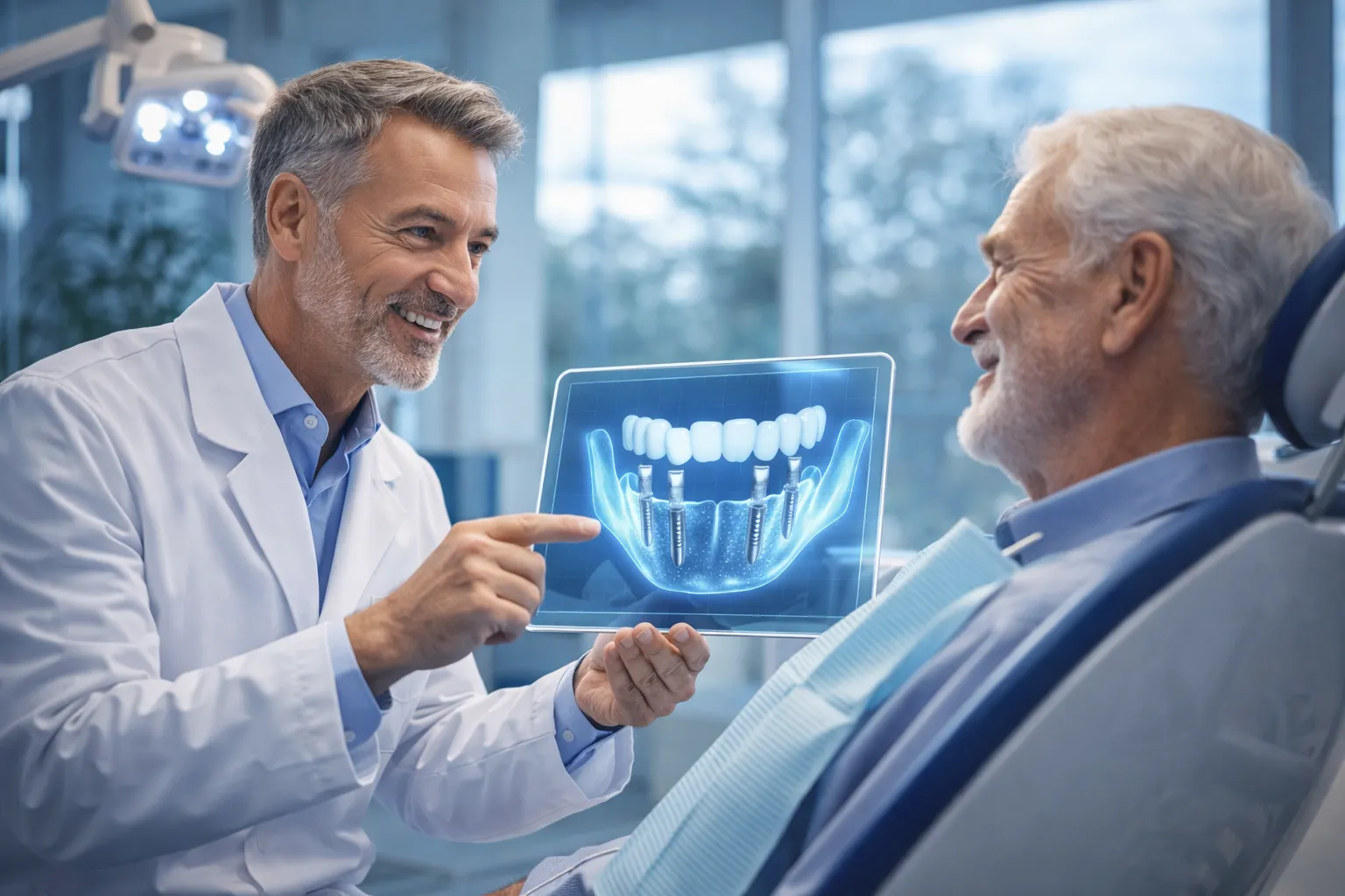 Имплантация All-on-4 в клинике Алматы: установка 4 имплантов на челюсть пациента