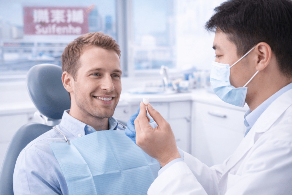 лечение зубов в Суйфэньхэ Китай коронки и протезирование