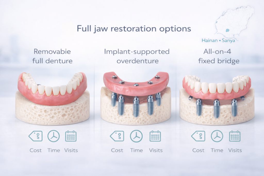 Вставить челюсть на Хайнане (Санья): варианты протезов и имплантов, стоимость и сроки лечения