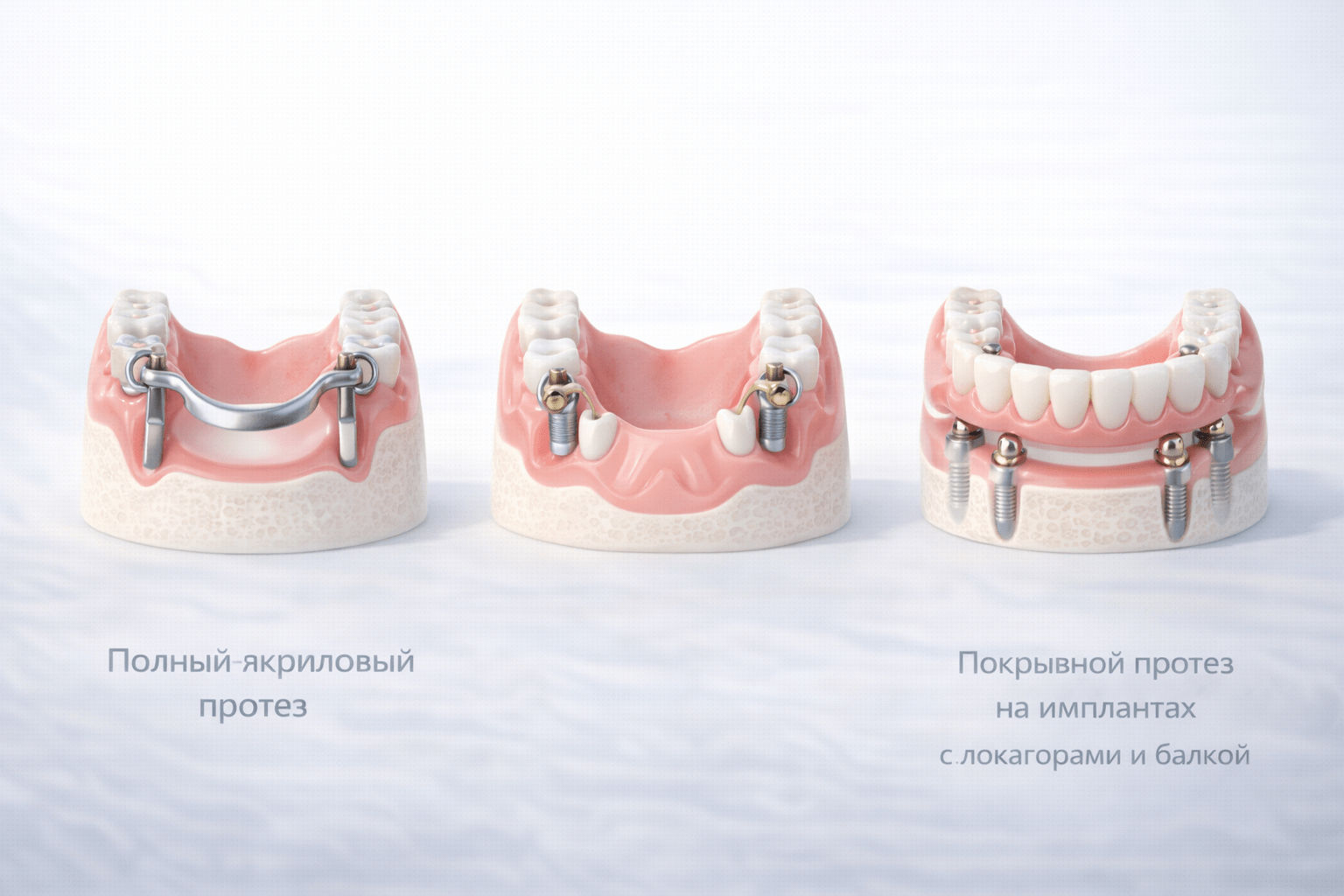 Протез без нёба на верхнюю челюсть с фиксацией на замках и имплантах