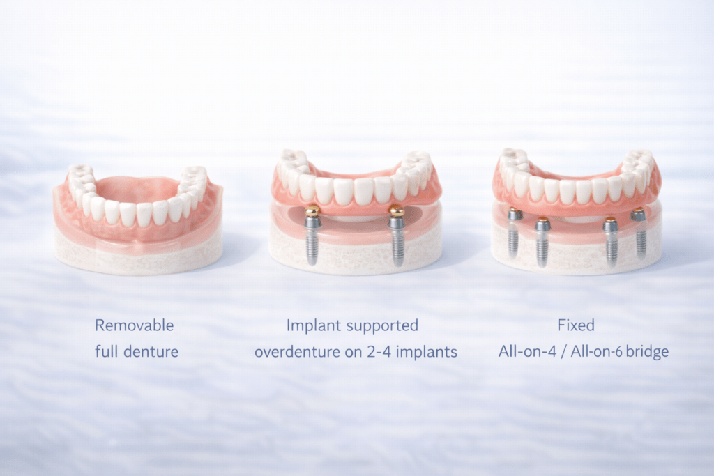 Полная адентия восстановление зубов в Китае All-on-4 и протез на имплантах схема