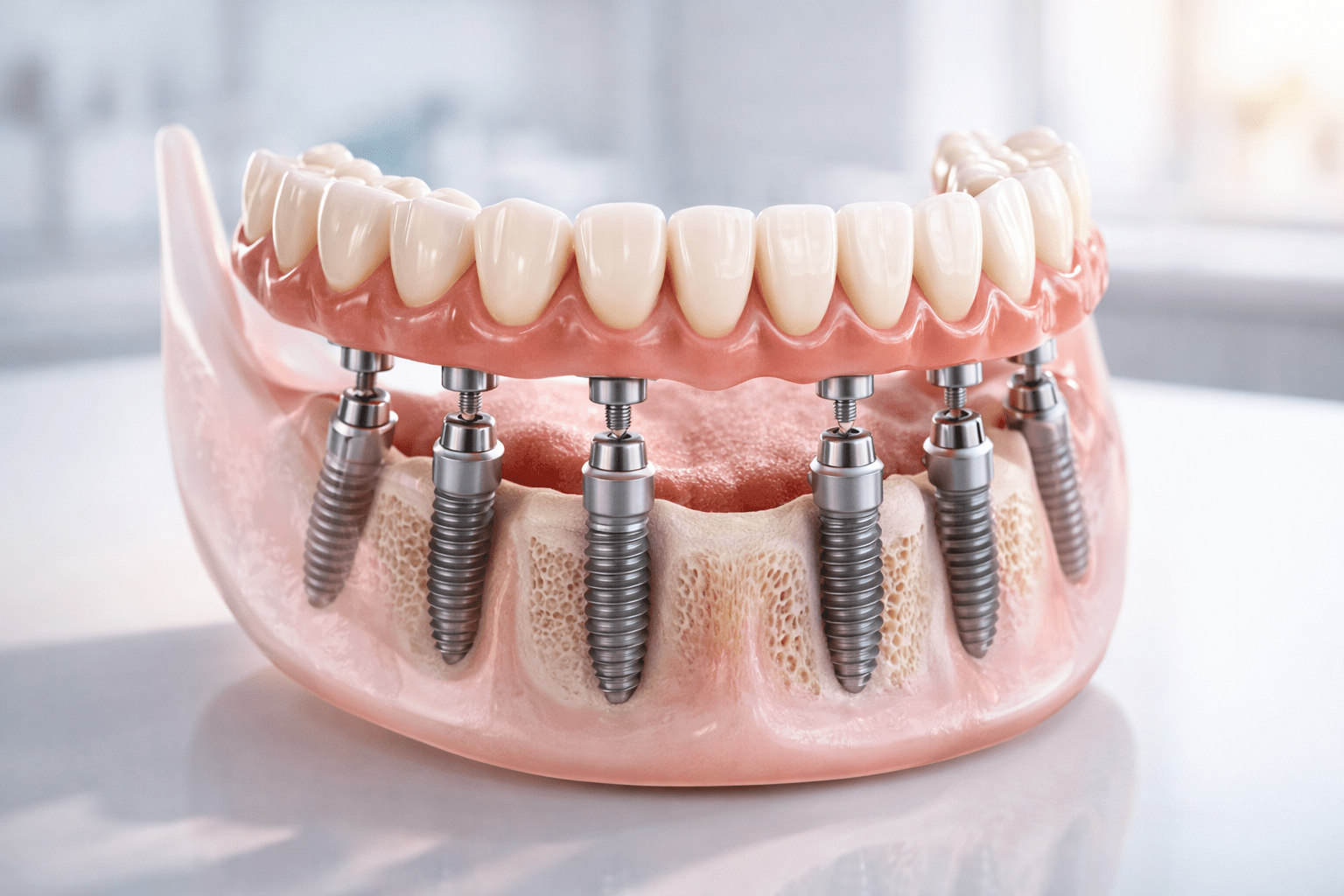 Имплантация All-on-6 — фиксированный протез на 6 имплантах на одной челюсти