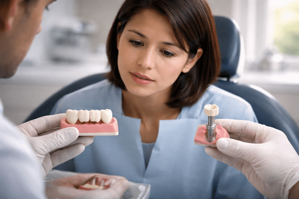 несъемный зубной мост на передние зубы пример установки мостовидного протеза и восстановление отсутствующего зуба