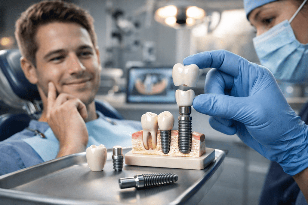 Алматыдағы стоматологияда тіс импланты мен цирконий коронка орнату процесі