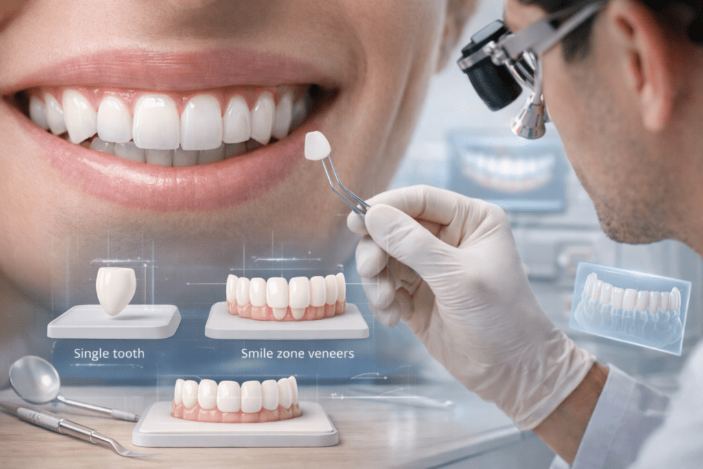 Сколько стоят виниры - цена за 1 зуб, зону улыбки и весь ряд в Алматы, керамические виниры E-max на передних зубах